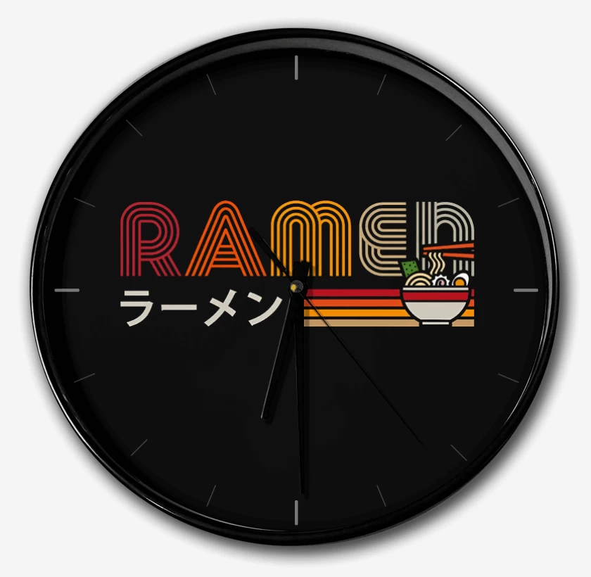 Reloj Negro de Vintage Ramen
