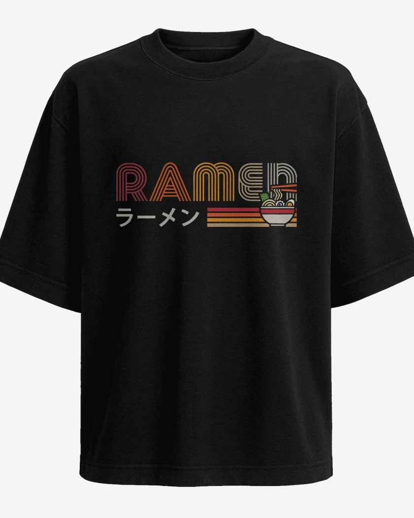 Polera Oversize Negro de Vintage Ramen