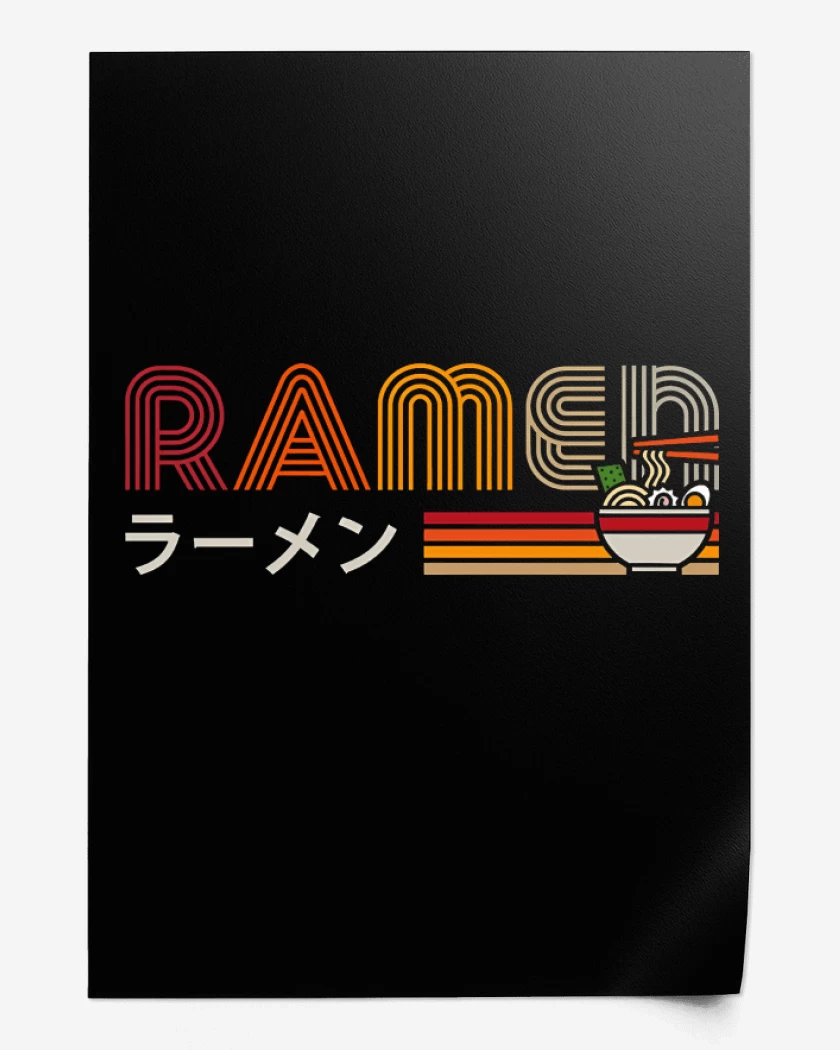 Print Negro de Vintage Ramen