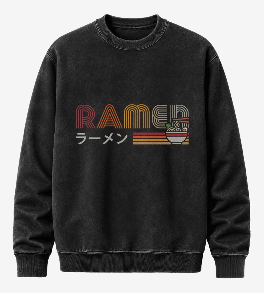 Poleron Polo Acid Wash Negro de Vintage Ramen