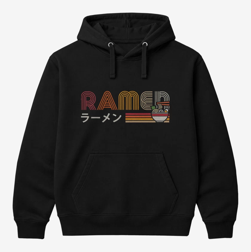 Polerón Canguro Negro de Vintage Ramen