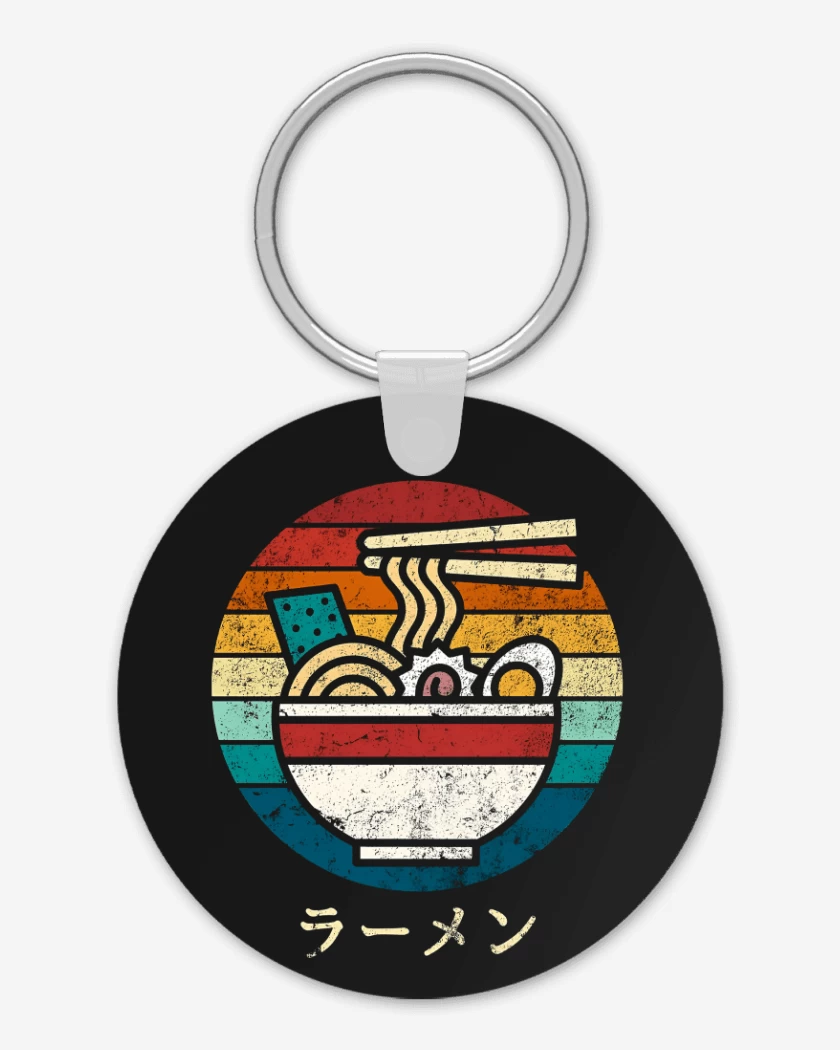 Llavero Negro de Retro Ramen