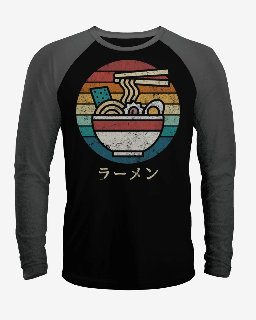 Polera Raglan Negro / Negro Heather de Retro Ramen