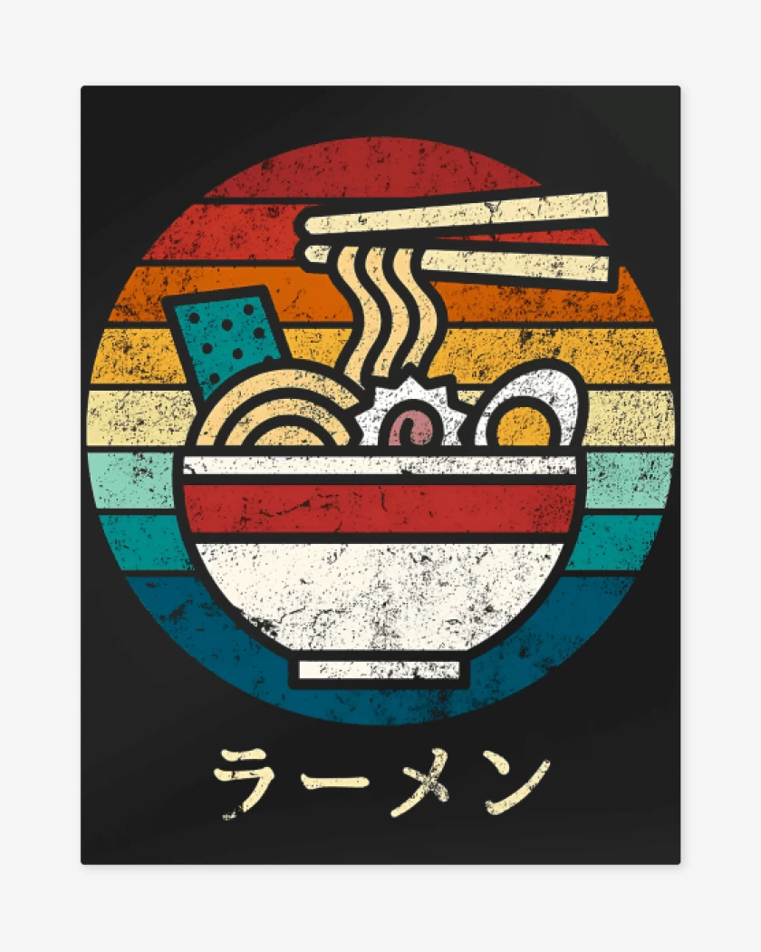 Print metalico Negro de Retro Ramen