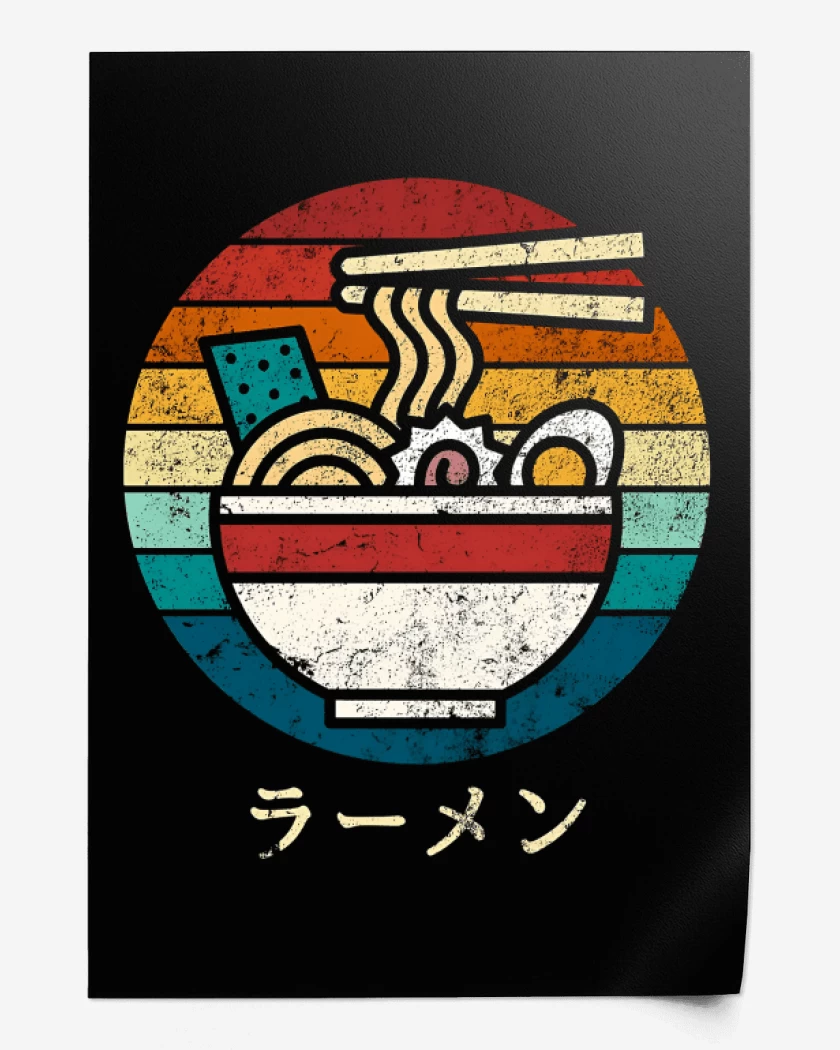 Print Negro de Retro Ramen