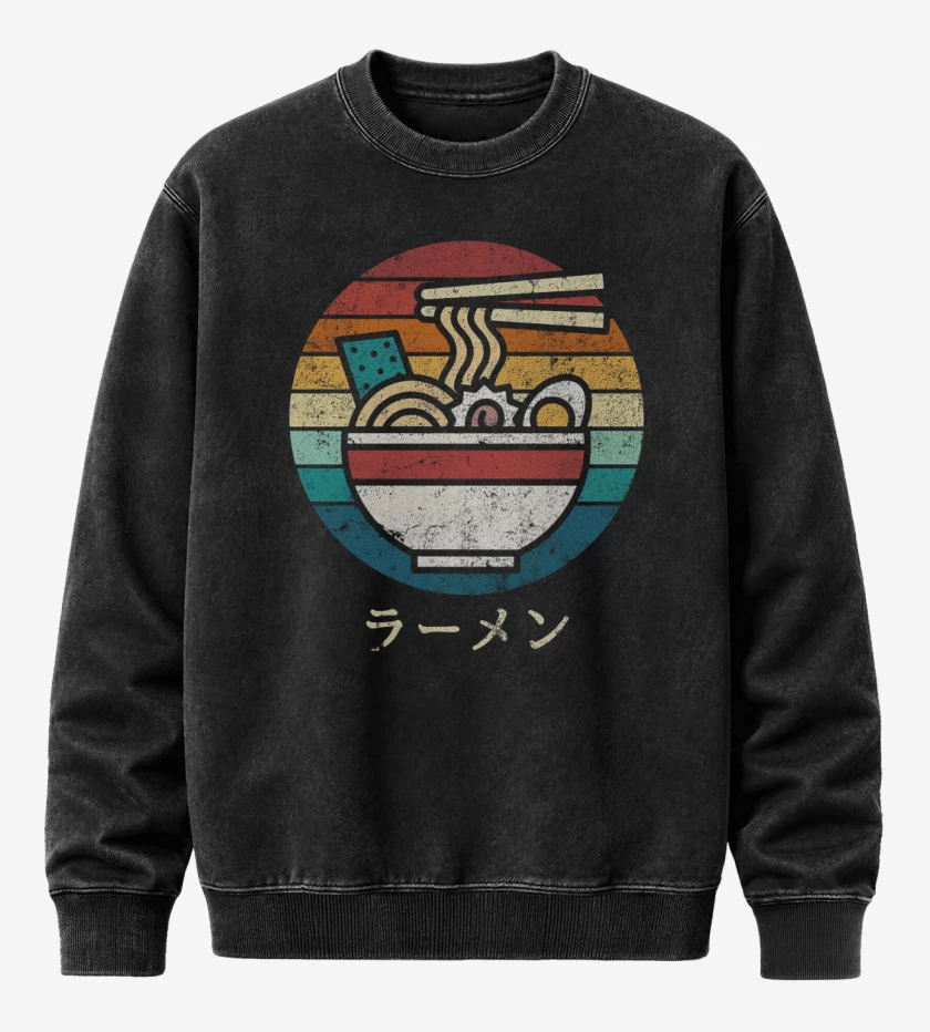 Poleron Polo Acid Wash Negro de Retro Ramen