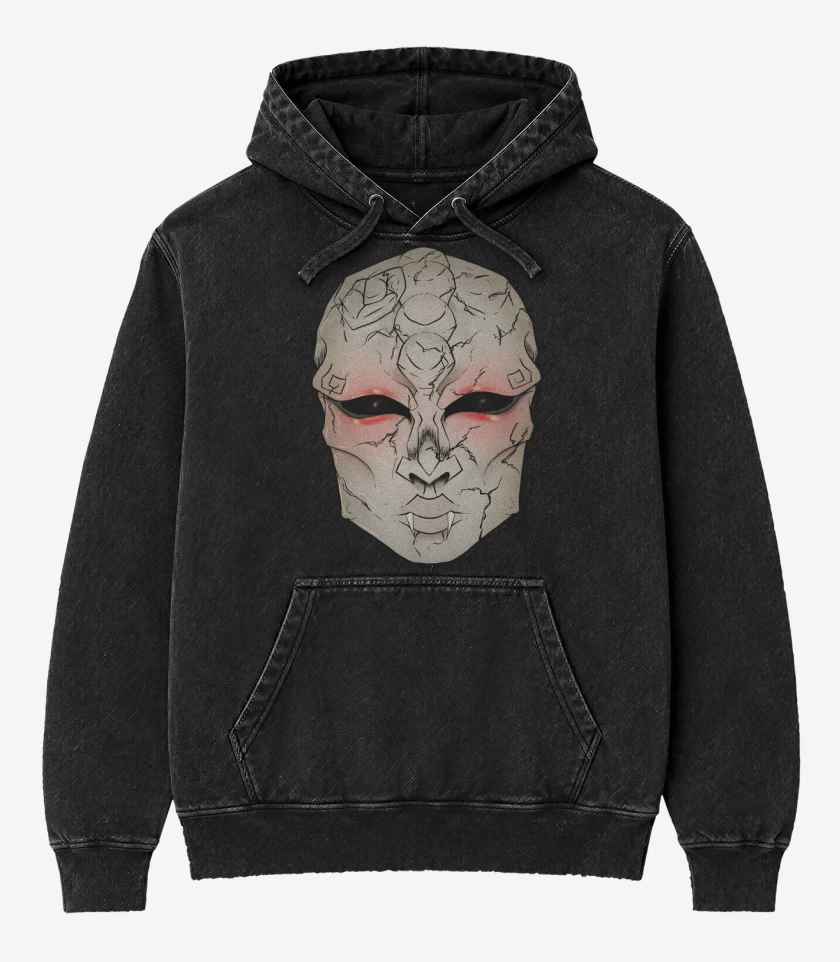 Poleron Canguro Acid Wash Negro de Ishi Kamen