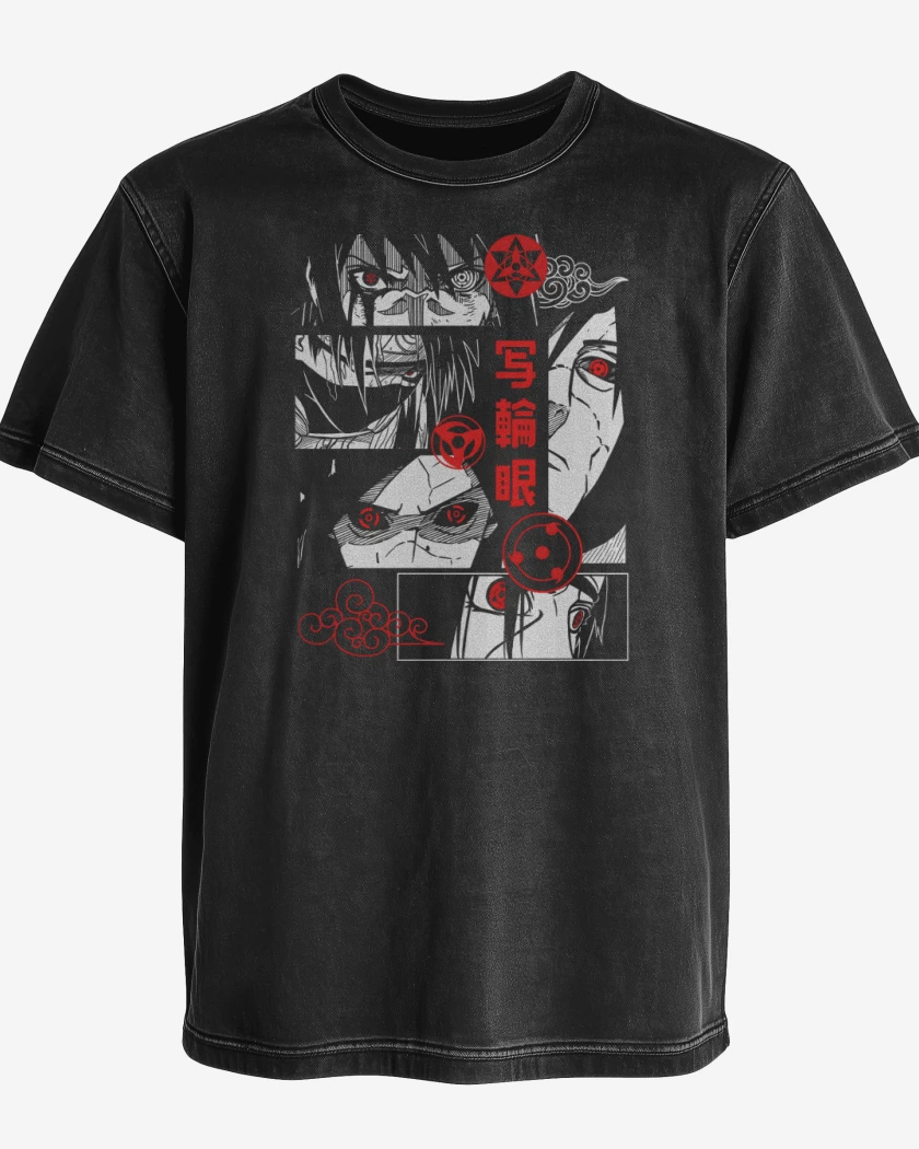Polera desgastada Negro de Sharingan