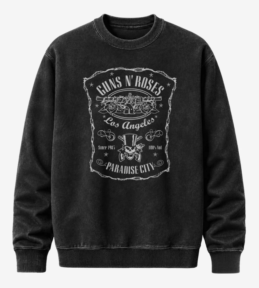 Poleron Polo Acid Wash Negro de Guns N Roses 2