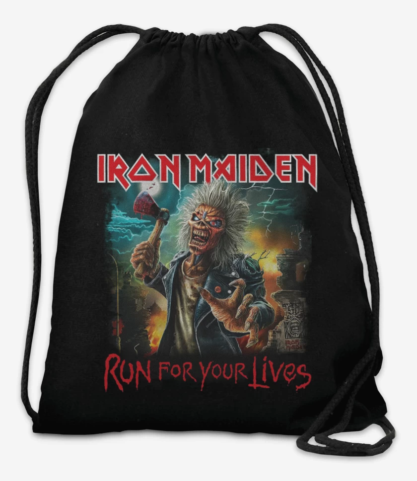 Mochila Negro de Iron Maiden Run For Your Lives