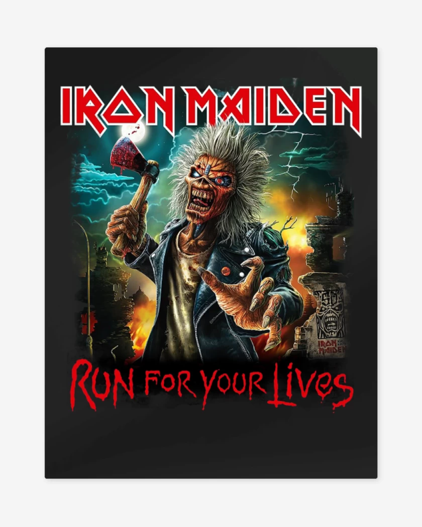 Print metalico Negro de Iron Maiden Run For Your Lives