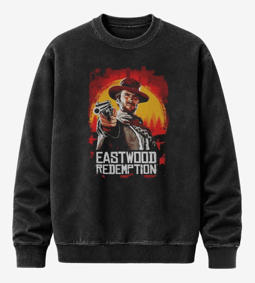 Poleron Polo Acid Wash Negro de Eastwood Redemption