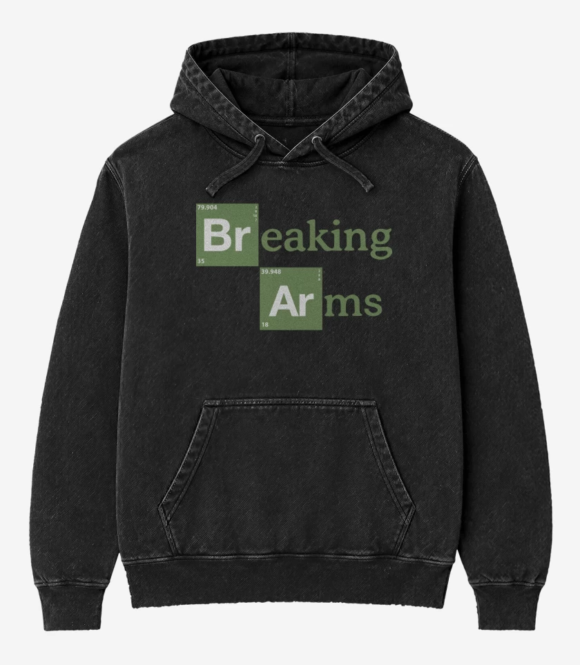 Poleron Canguro Acid Wash Negro de Breaking Arms