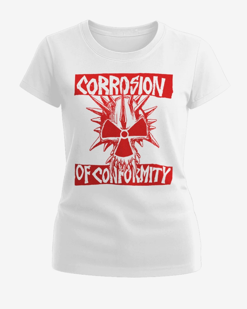 Polera de Mujer Blanco de Corrosion of Conformity Rojo