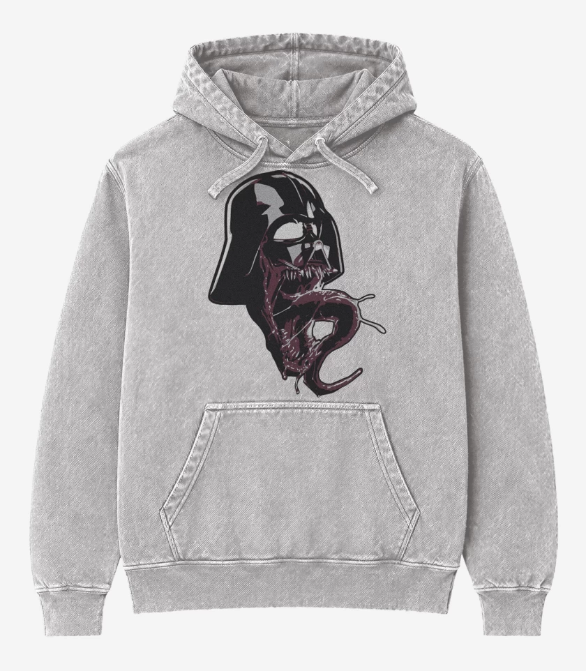 Poleron Canguro Acid Wash Gris Melange de Darth Venom