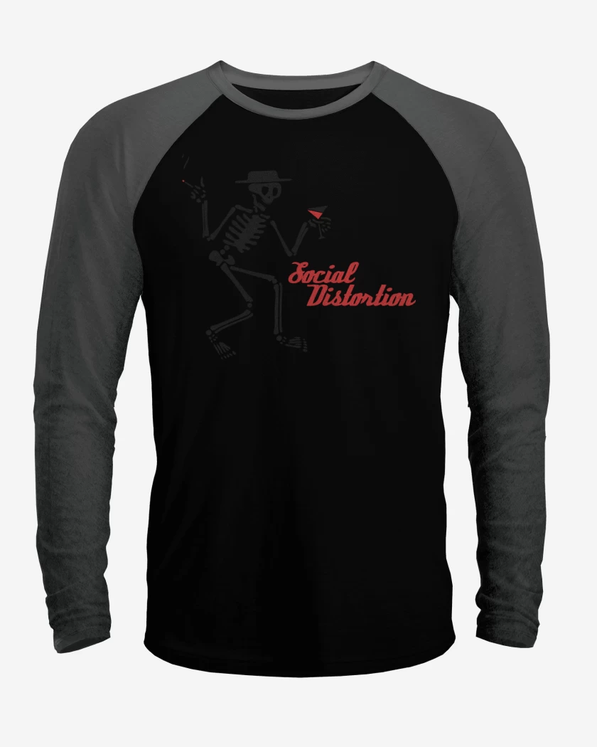 Polera Raglan Negro / Negro Heather de Social Distortion