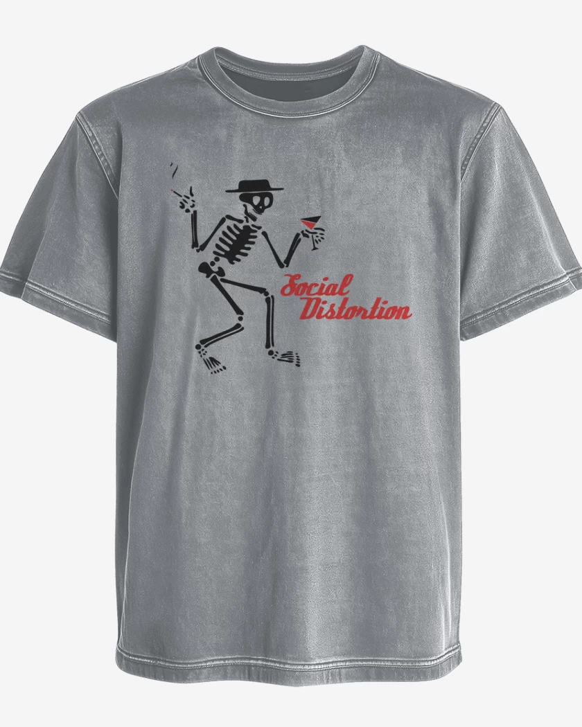Polera desgastada Gris Melange de Social Distortion