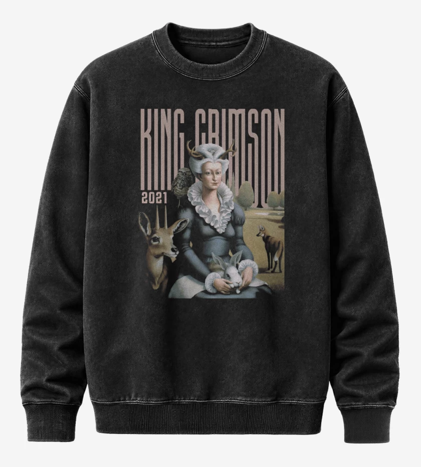 Poleron Polo Acid Wash Negro de King Crimson Music is Our Friend