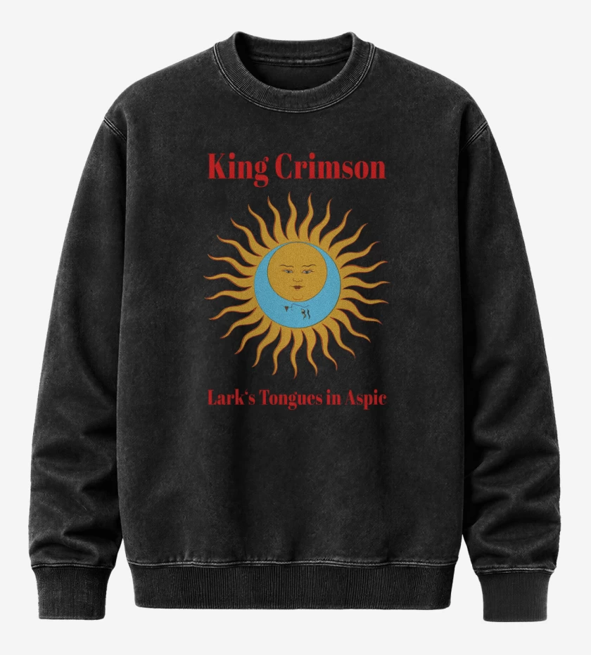 Poleron Polo Acid Wash Negro de King Crimson Larks Tongues in Aspic