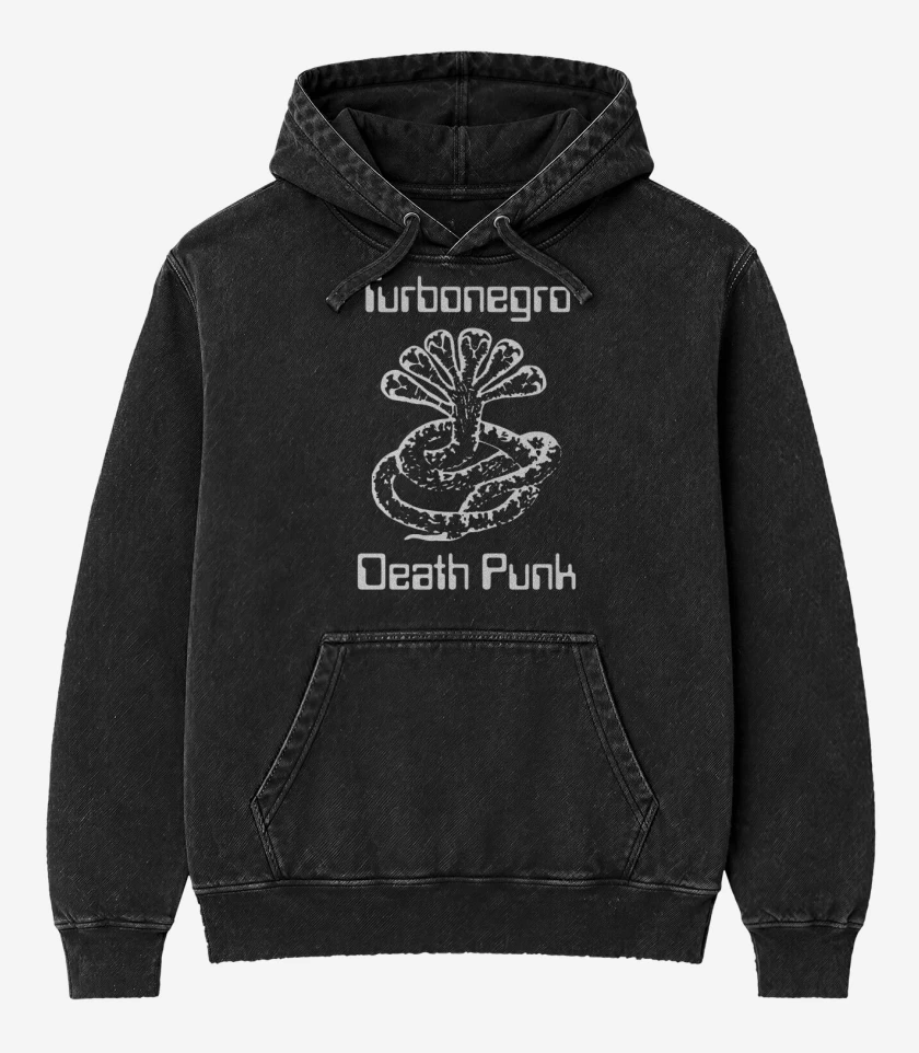 Poleron Canguro Acid Wash Negro de Turbonegro