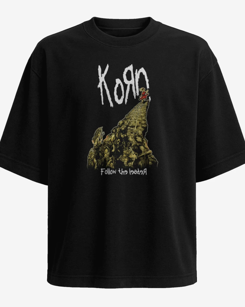 Polera Oversize Negro de Korn Follow the Leader