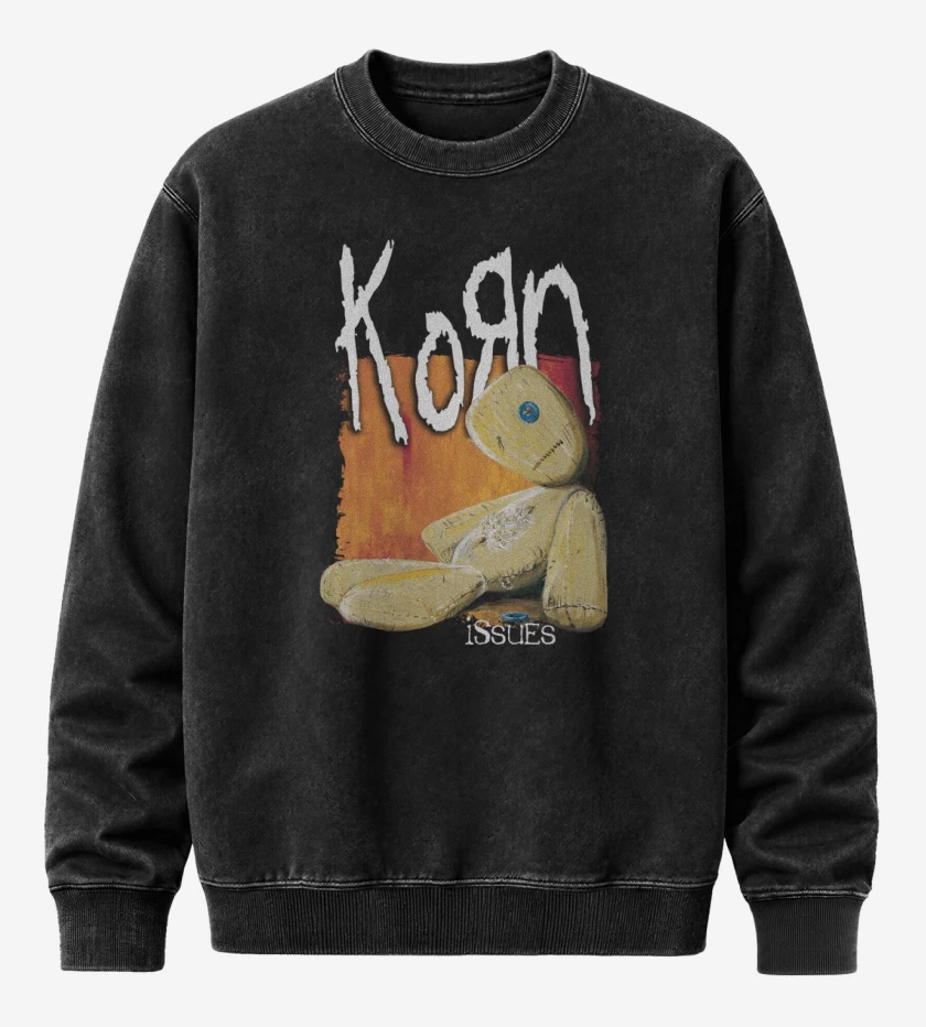 Poleron Polo Acid Wash Negro de Korn Issues