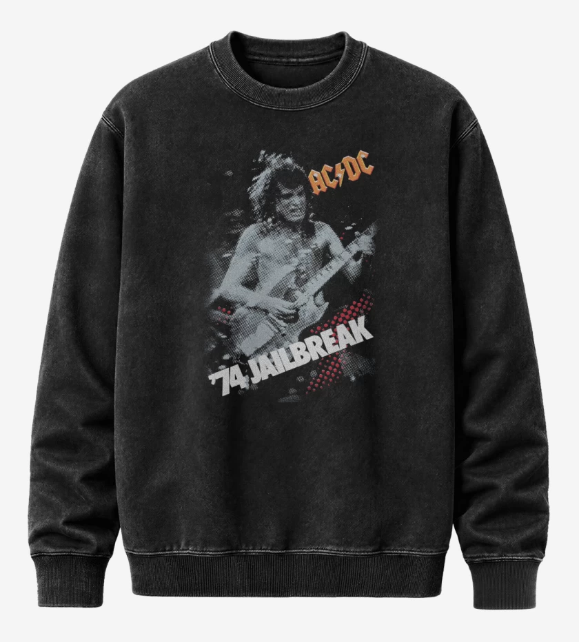 Poleron Polo Acid Wash Negro de AC DC Jailbreak