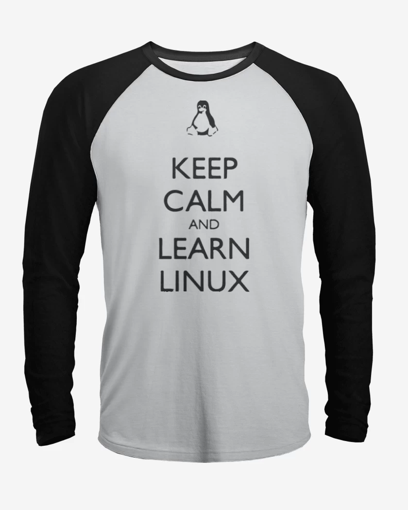 Polera Raglan Blanco / Negro de Keep calm linux