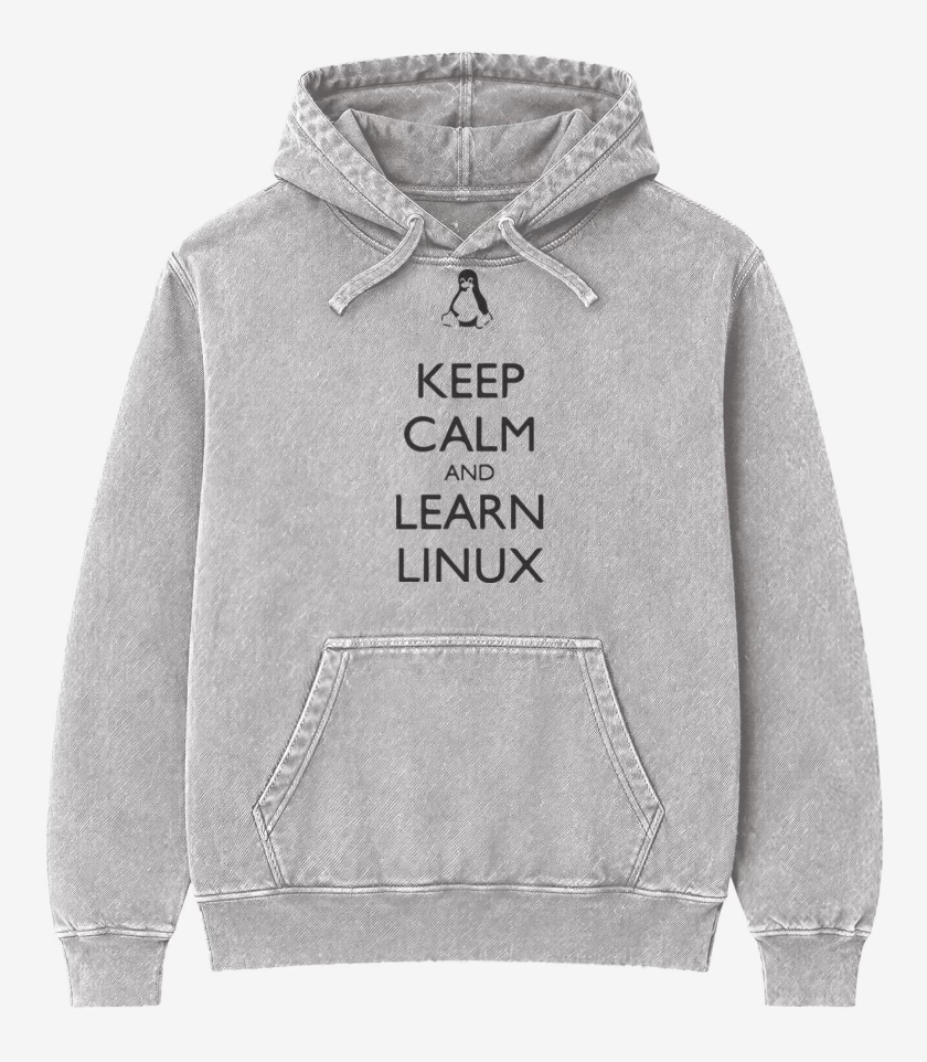Poleron Canguro Acid Wash Gris Melange de Keep calm linux