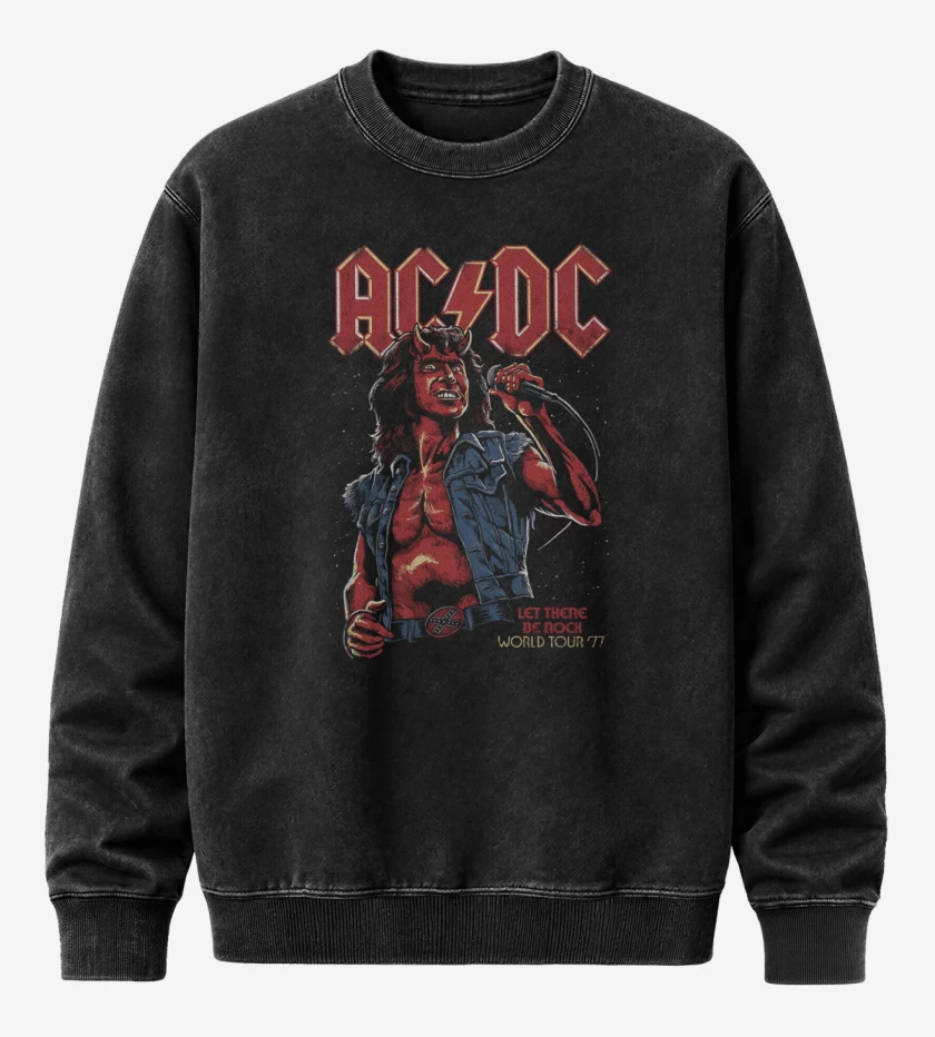 Poleron Polo Acid Wash Negro de AC DC Bon Scott Diablo
