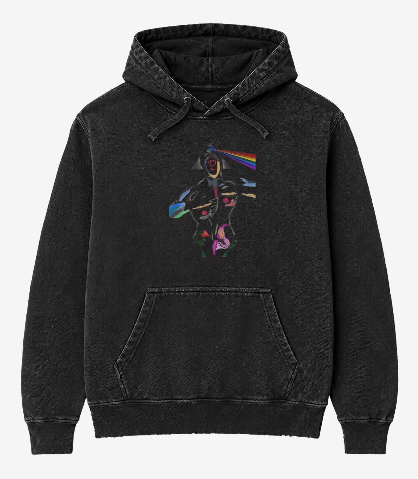 Poleron Canguro Acid Wash Negro de Pink Floyd Floyd