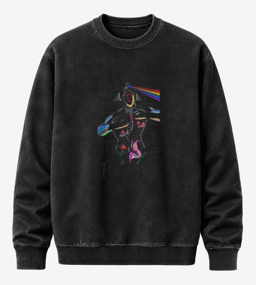 Poleron Polo Acid Wash Negro de Pink Floyd Floyd