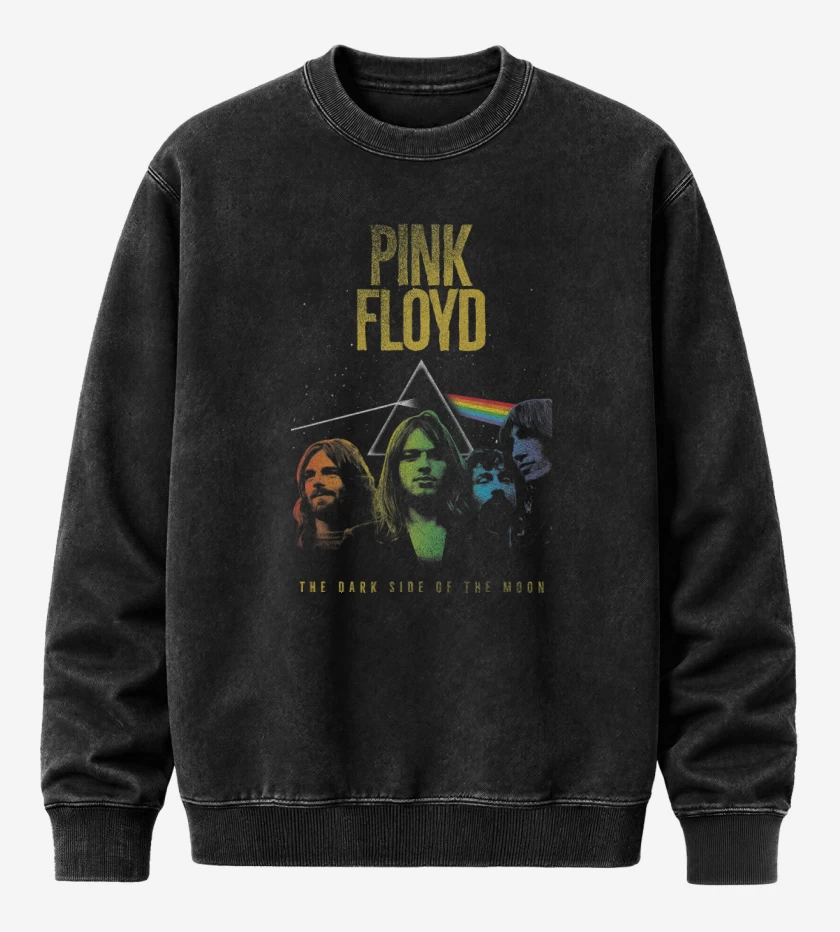 Poleron Polo Acid Wash Negro de Dark Side of Pink Floyd