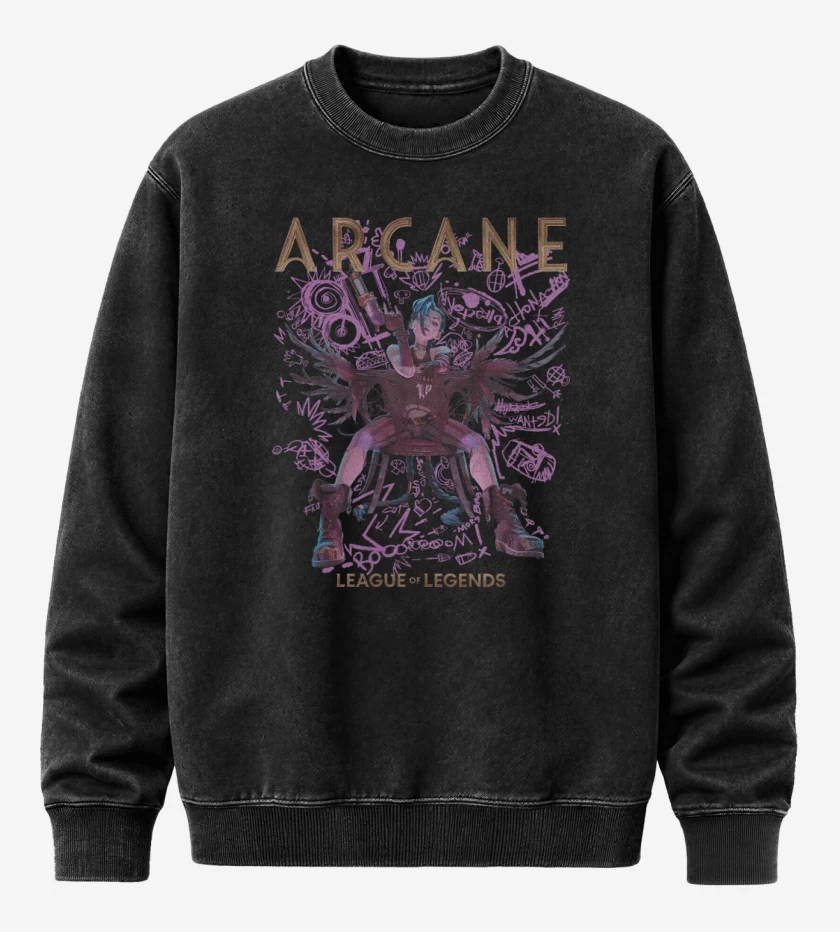 Poleron Polo Acid Wash Negro de Arcane Jynx