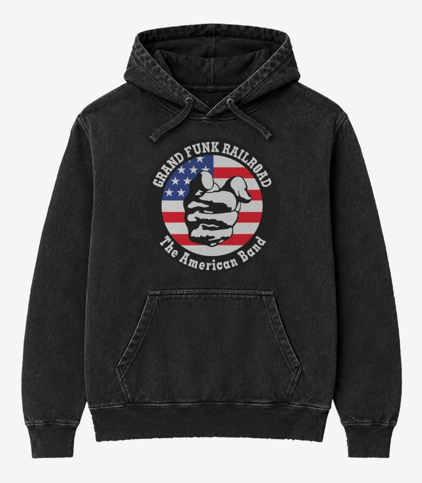 Poleron Canguro Acid Wash Negro de GF The American Band