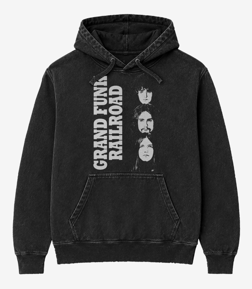 Poleron Canguro Acid Wash Negro de Grand Funk Band