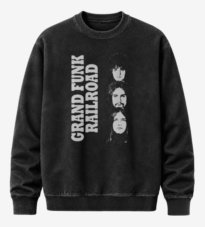 Poleron Polo Acid Wash Negro de Grand Funk Band