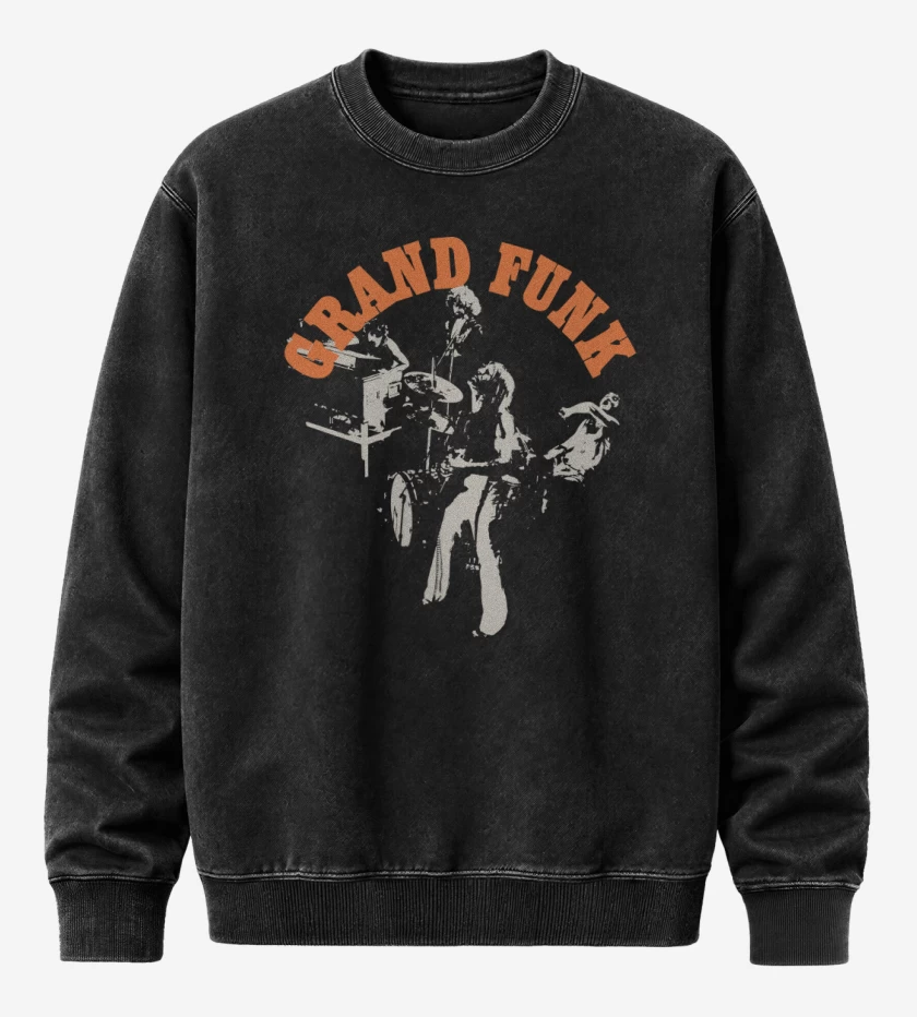 Poleron Polo Acid Wash Negro de Grand Funk Rail