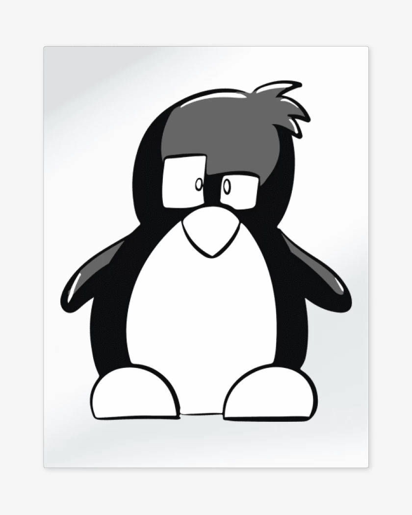 Print metalico Blanco de Linux