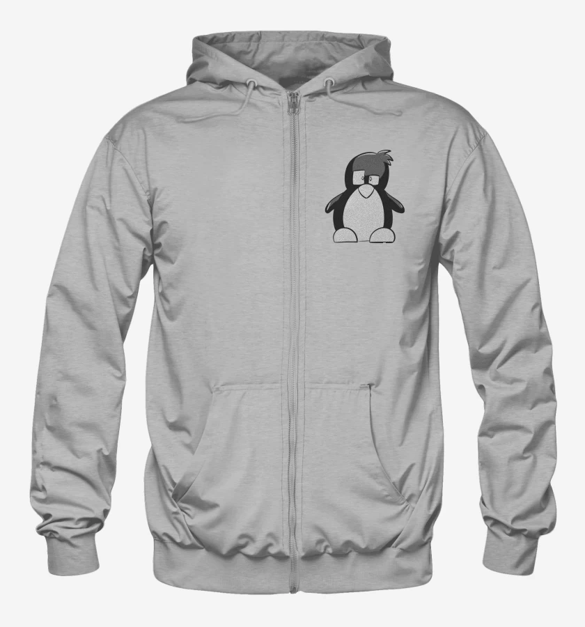 Poleron Canguro con cierre Gris Melange de Linux