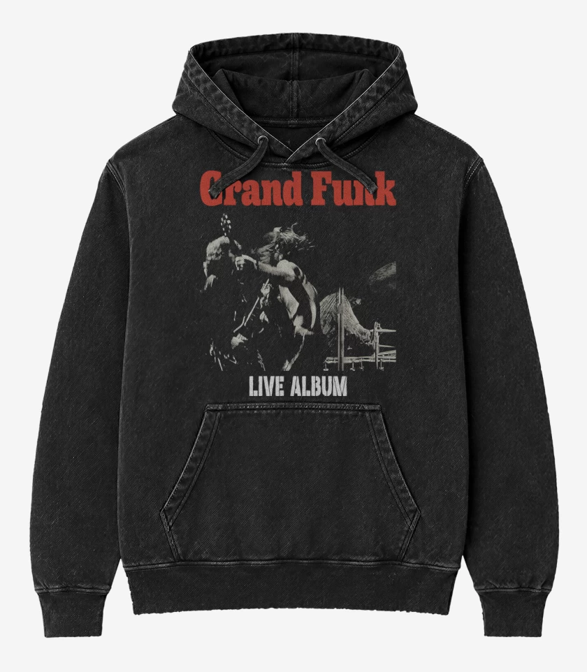 Poleron Canguro Acid Wash Negro de Grand Funk Live Album
