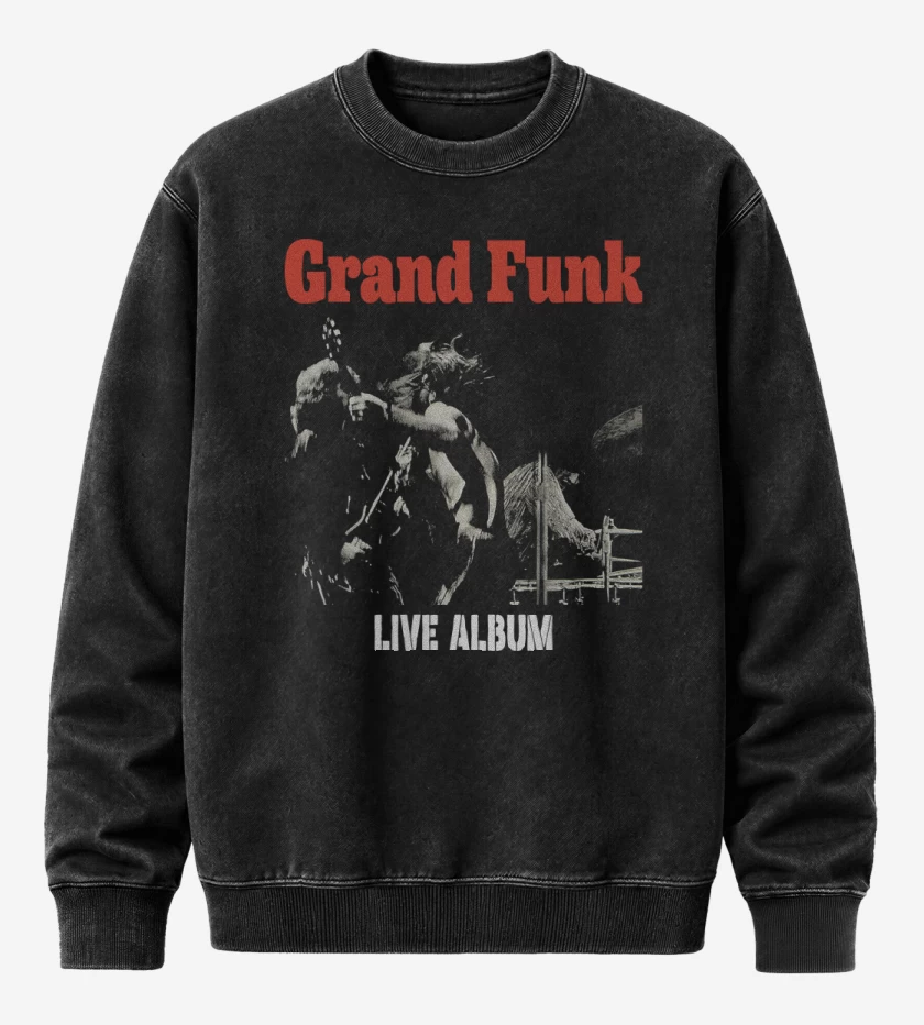 Poleron Polo Acid Wash Negro de Grand Funk Live Album