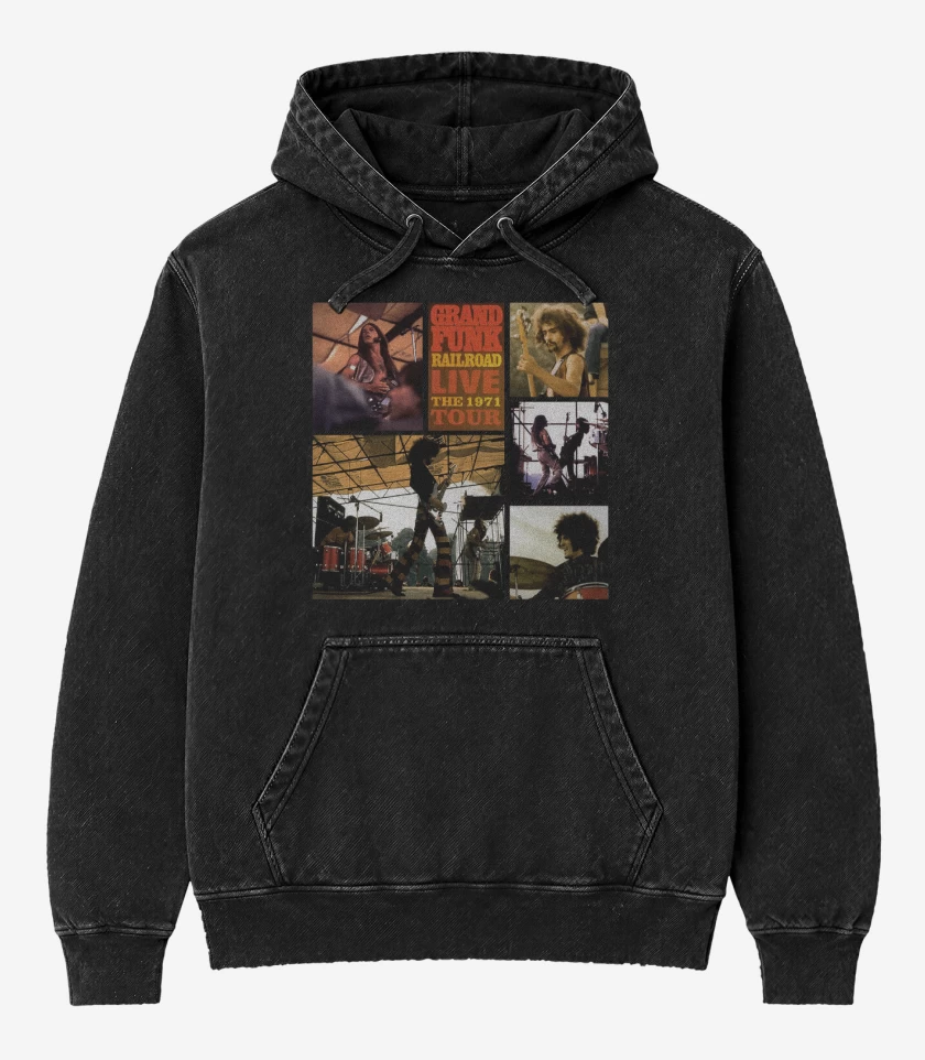 Poleron Canguro Acid Wash Negro de Grand Funk The 1971 Tour