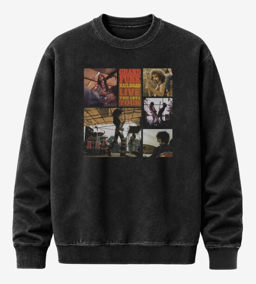 Poleron Polo Acid Wash Negro de Grand Funk The 1971 Tour