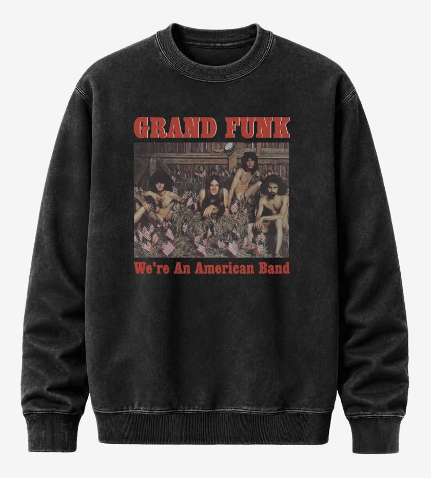 Poleron Polo Acid Wash Negro de Grand Funk American Band
