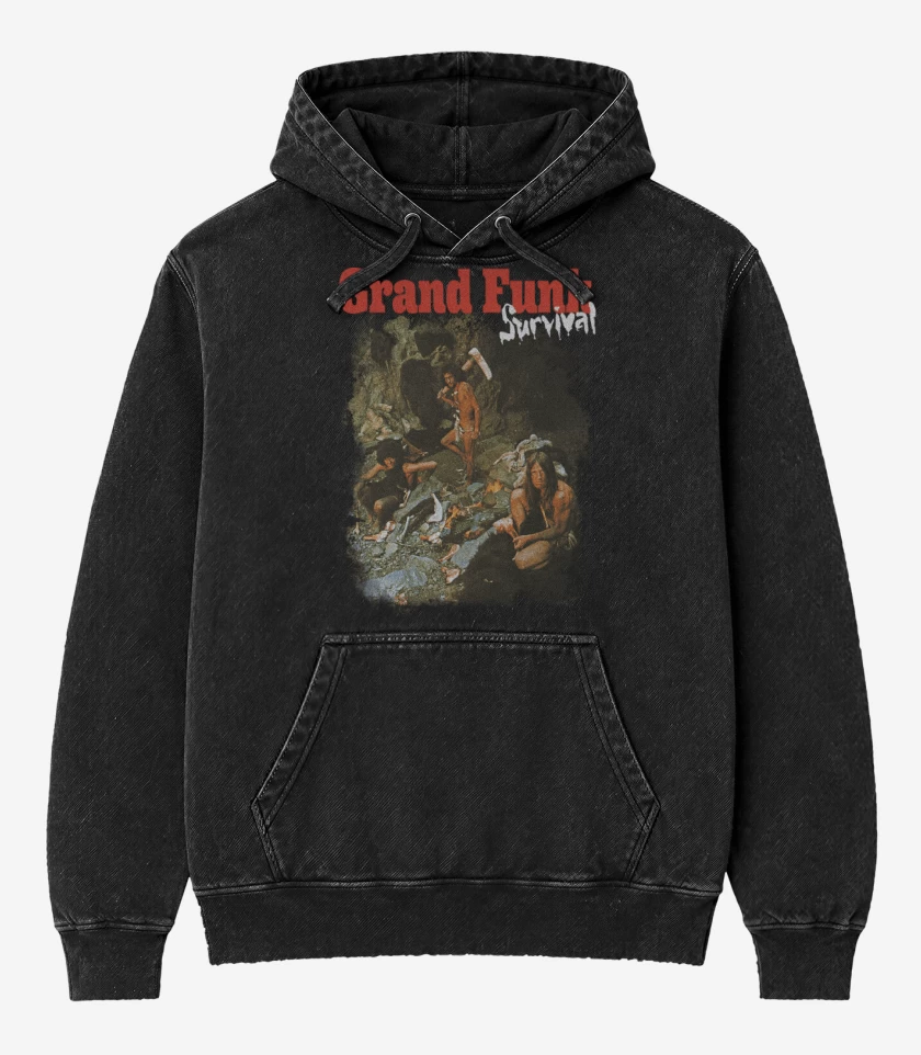 Poleron Canguro Acid Wash Negro de Grand Funk Survival