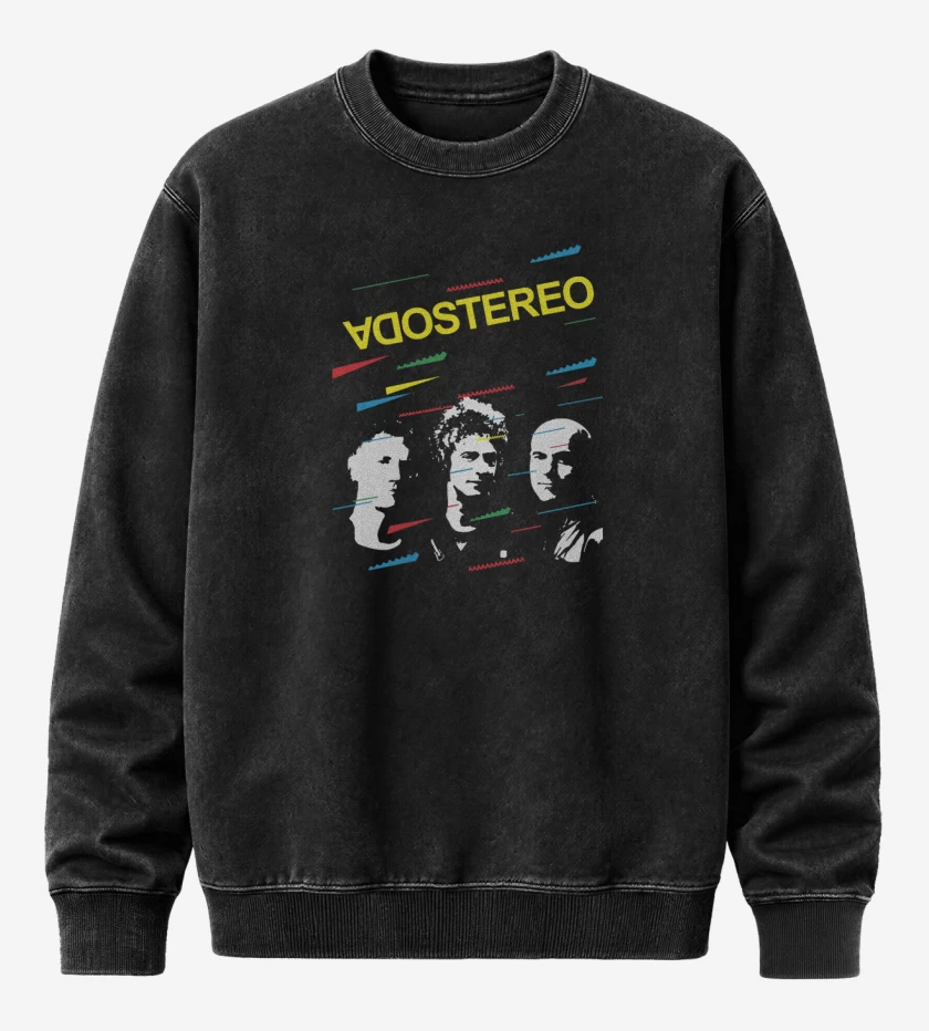 Poleron Polo Acid Wash Negro de Soda Stereo
