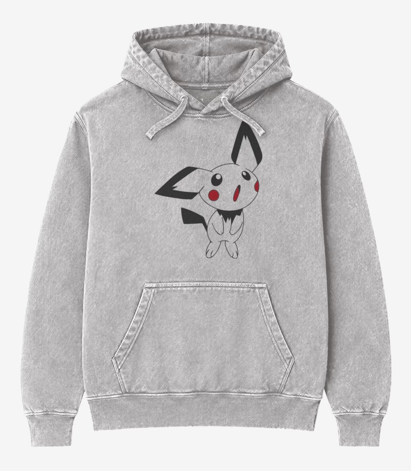 Poleron Canguro Acid Wash Gris Melange de Pichu