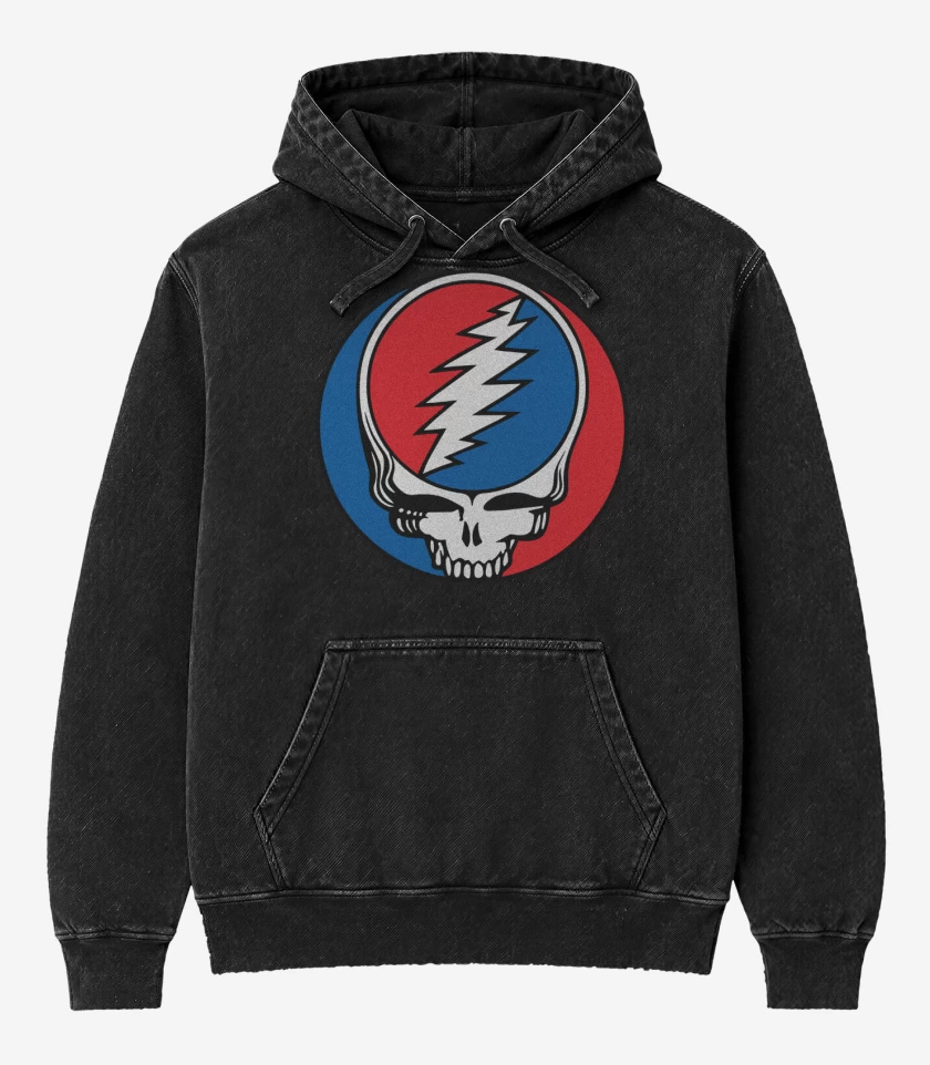 Poleron Canguro Acid Wash Negro de Grateful Dead