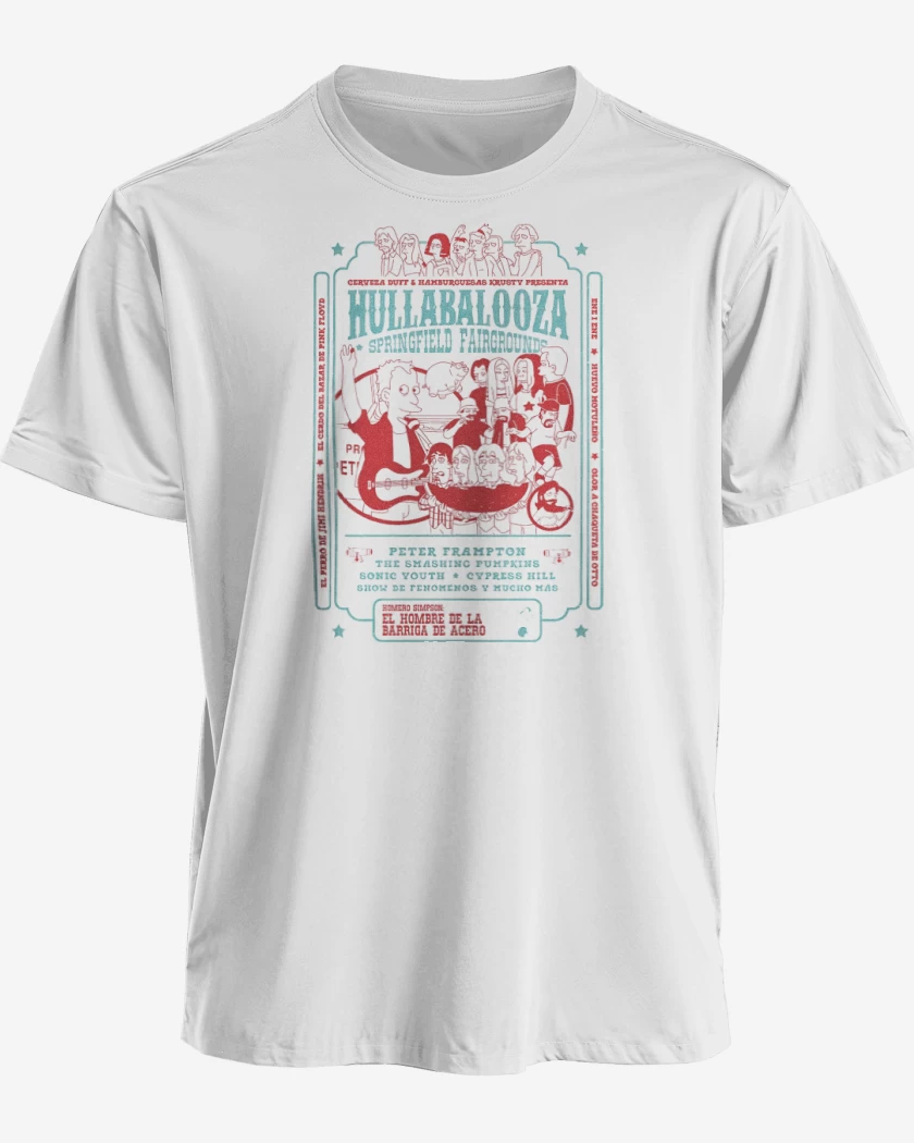 Polera premium Blanco de Simpsons Hullabalooza